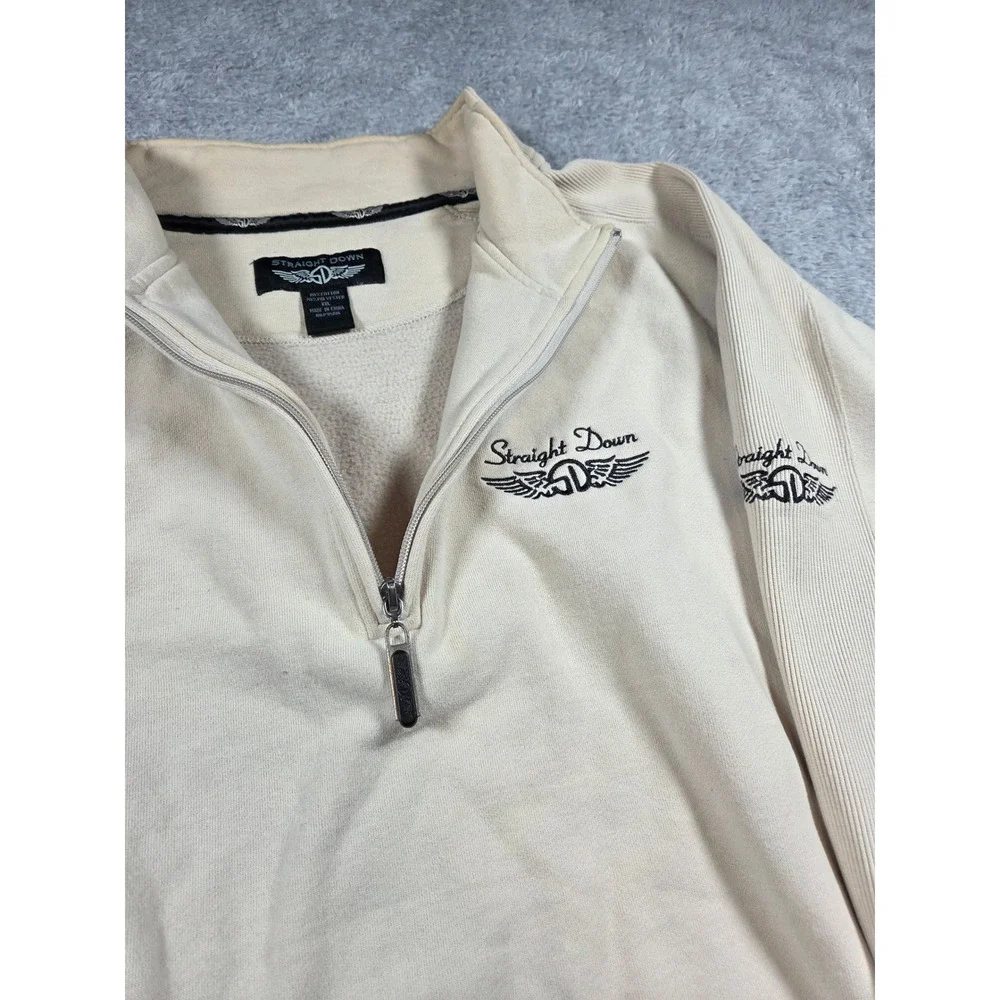 Straight Down Quarter‎ Zip XXL Cream Mens Golf Tips Magazine Ribbed Pullover